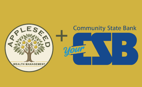appleseed logo + community state bank logo